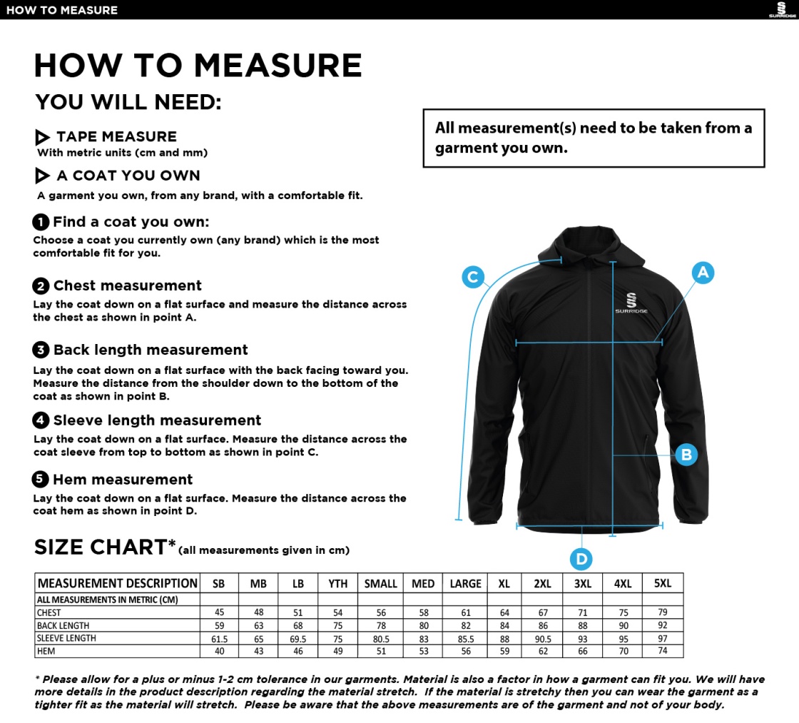 Spittin' Camels Softball Training Jacket Black - Size Guide