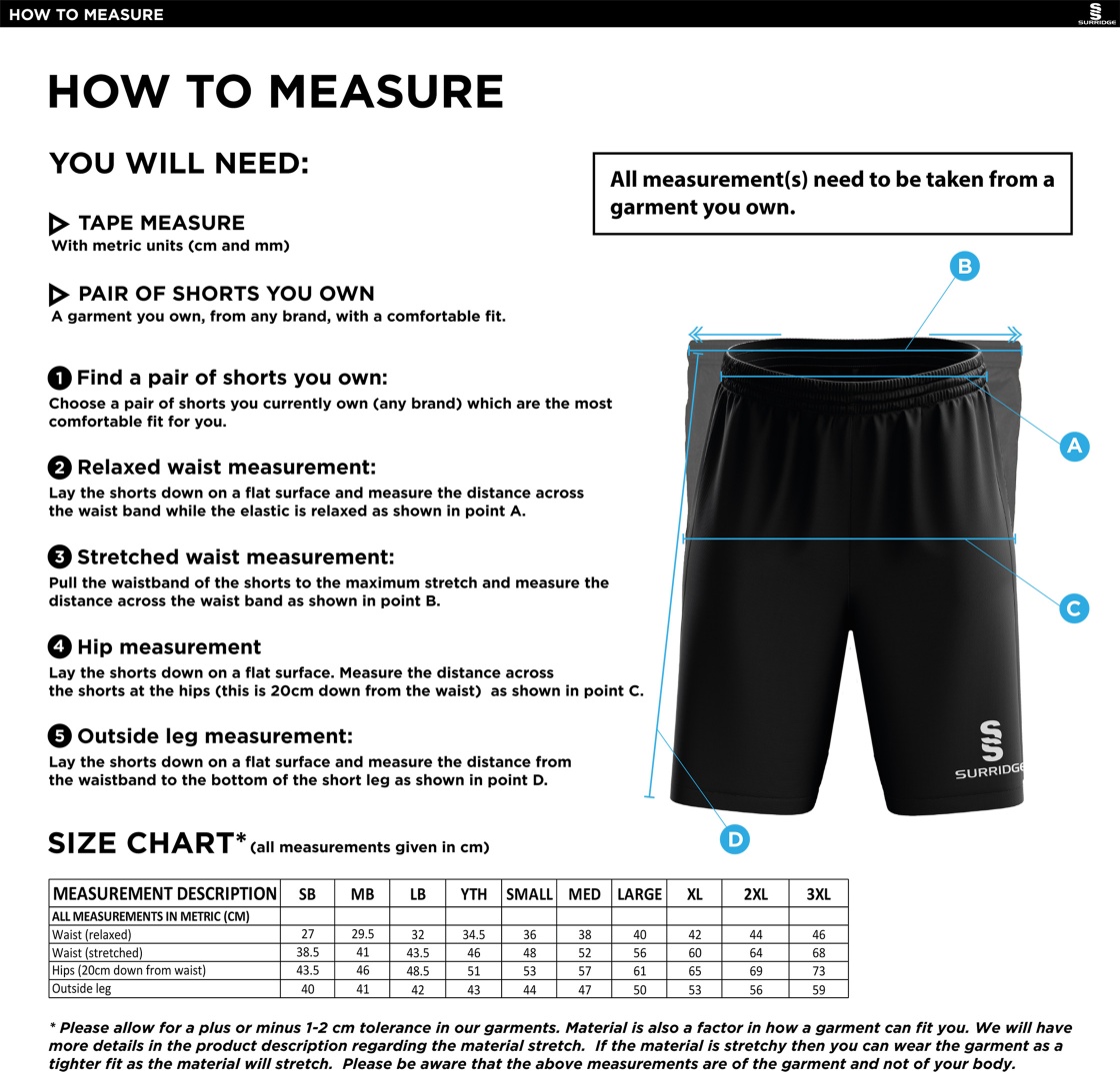 Spittin' Camels Softball Blade Shorts Black - Size Guide